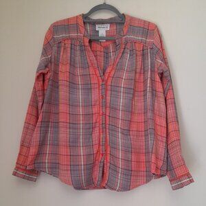 For the Republic Plaid Button Front Relaxed Fit Women's Top Size S
